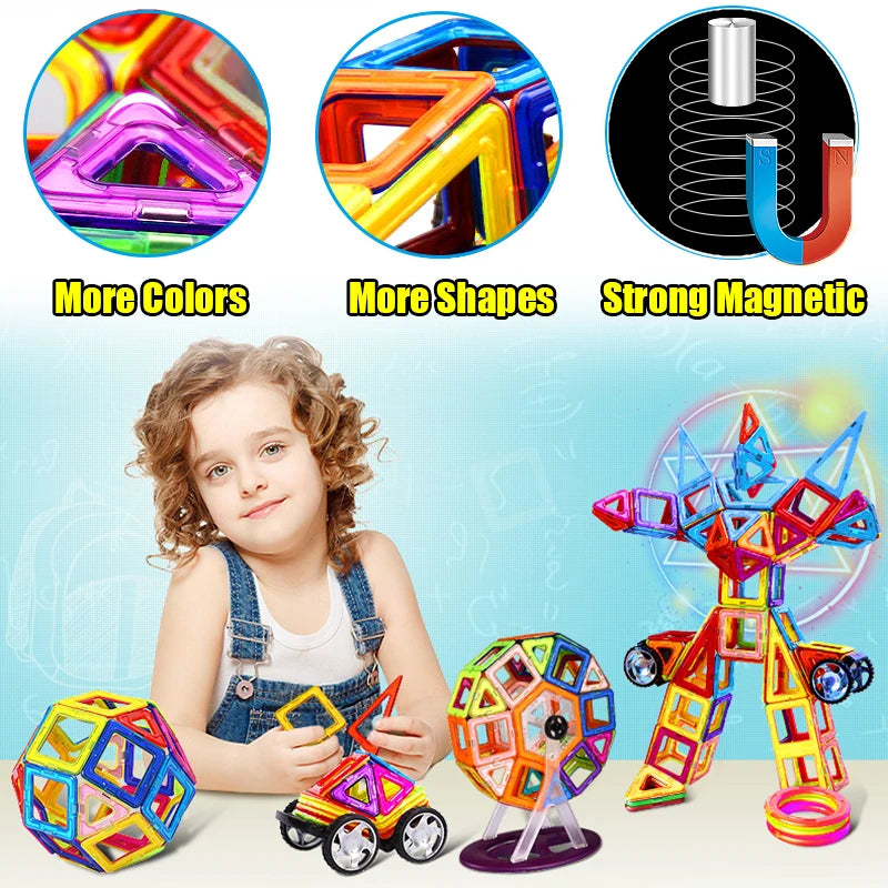 🧲 Magnetyczne Klocki DIY Duże i Małe – Buduj, Łącz, Twórz Bez Granic