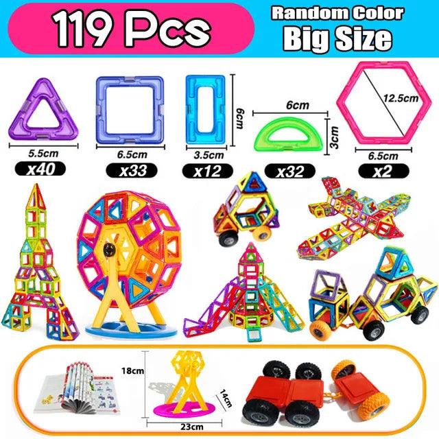 🧲 Magnetyczne Klocki DIY Duże i Małe – Buduj, Łącz, Twórz Bez Granic